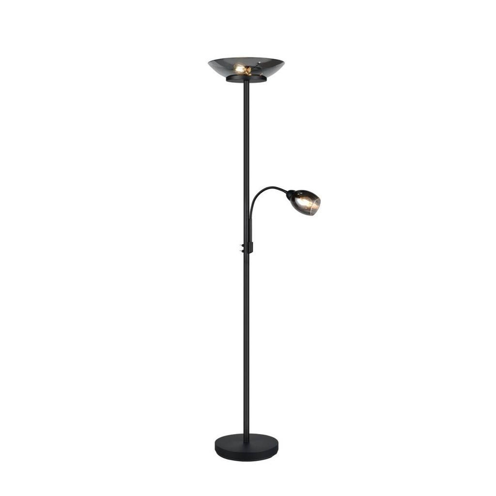 Reality Stehlampe schwarz Metall E27 2 Brennstellen