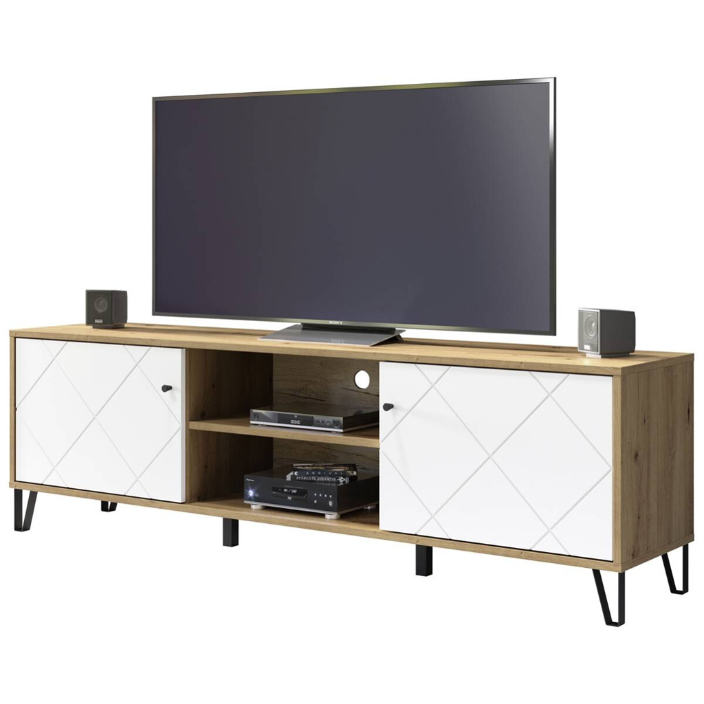 TV-Lowboard Touch Eiche Artisan Nachbildung weiß matt B/H/T: ca. 183x55x40 cm