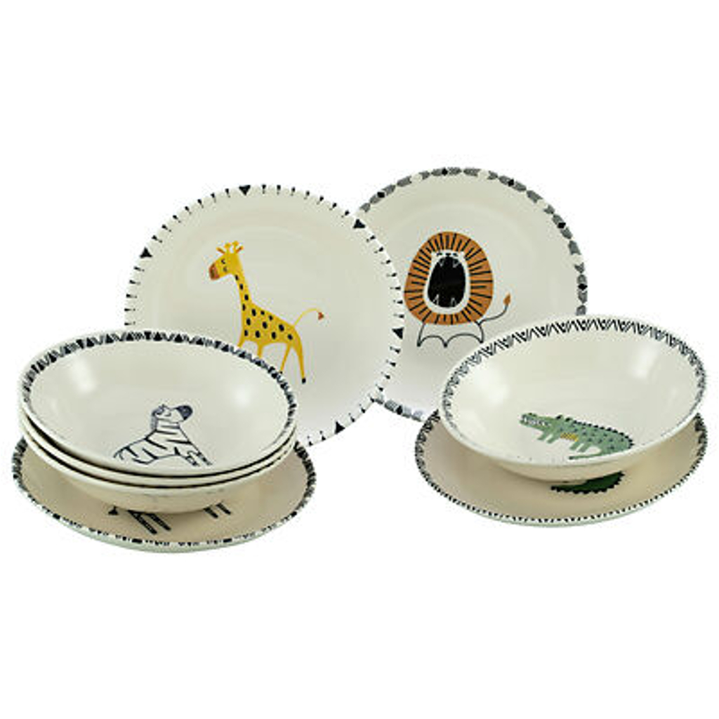 CreaTable Tellerset Safari mehrfarbig Steinzeug D: ca. 21 cm