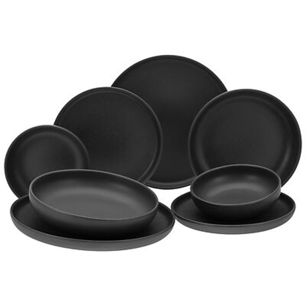 CreaTable Tafelservice Uno Black schwarz Steinzeug 8 tlg.