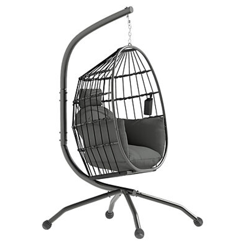 Outsunny Hängesessel schwarz Stahl B/H/L: ca. 88x192x120 cm