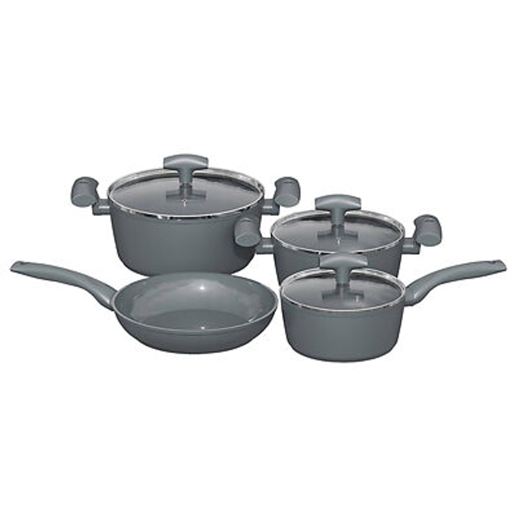 MICHELINO Topfset grau Aluminium 7 tlg.