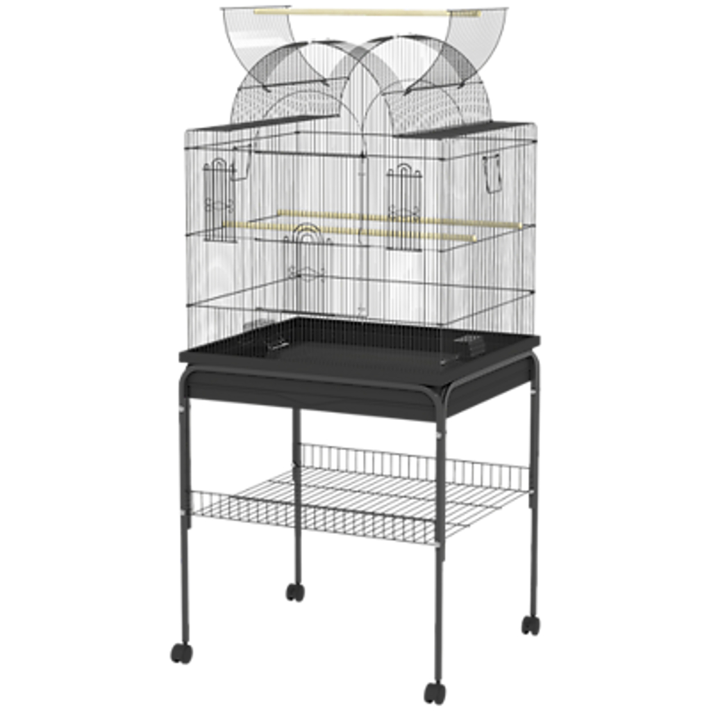 PawHut Vogelkäfig schwarz Stahl B/H/L: ca. 53x144x63 cm