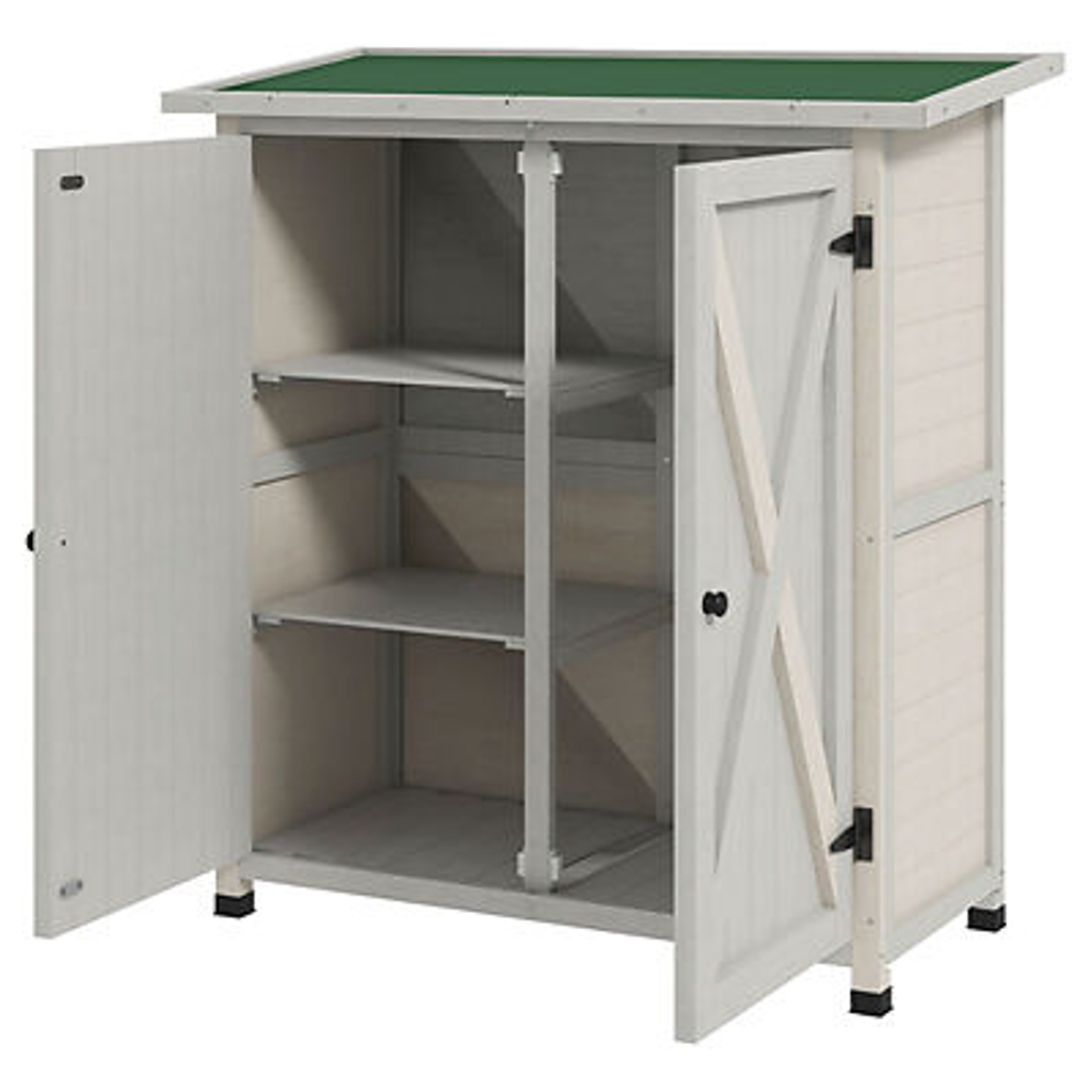 Outsunny Geräteschuppen hellgrau Holz B/H/L: ca. 55x117x110 cm