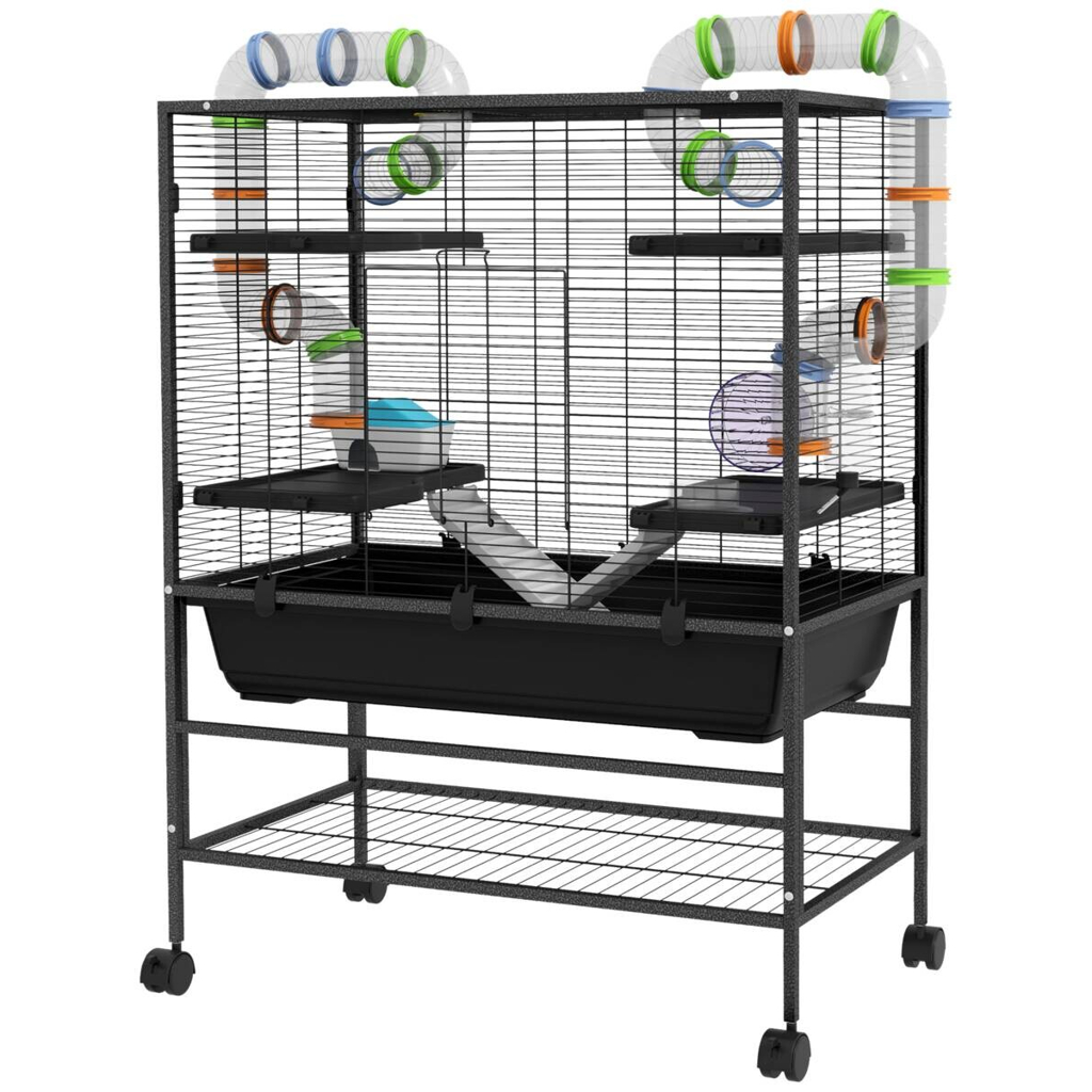PawHut Hamsterkäfig schwarz Kunststoff B/H/L: ca. 46x109x82 cm