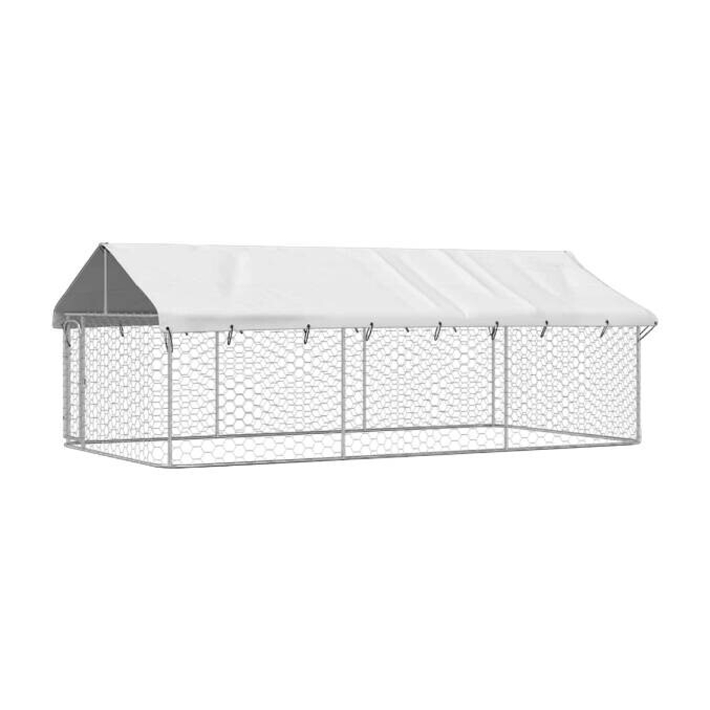 vidaXL Hundezwinger silber Stahl B/H/L: ca. 200x150x400 cm