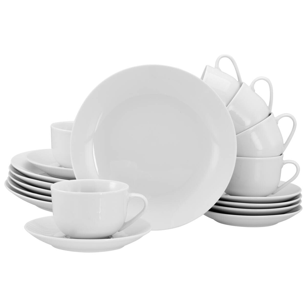 CreaTable Kaffeeservice Luna weiß Porzellan 18 tlg.