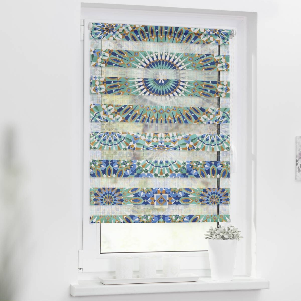 LICHTBLICK Doppelrollo Duo Orentalisches Muster blau B/T: ca. 80x150 cm
