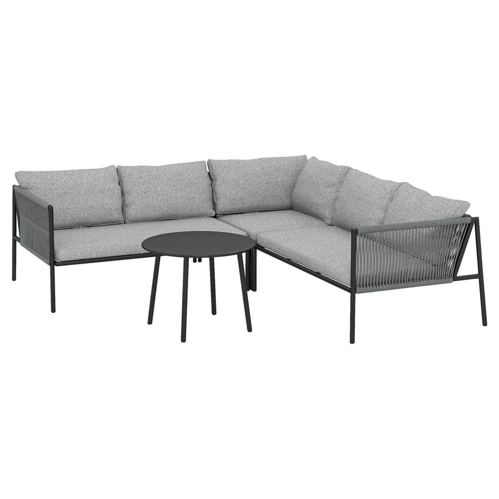 Outsunny Rattan Gartenmöbel Set dunkelgrau Polyethylen B/H/L: ca. 80x60,5x116 cm