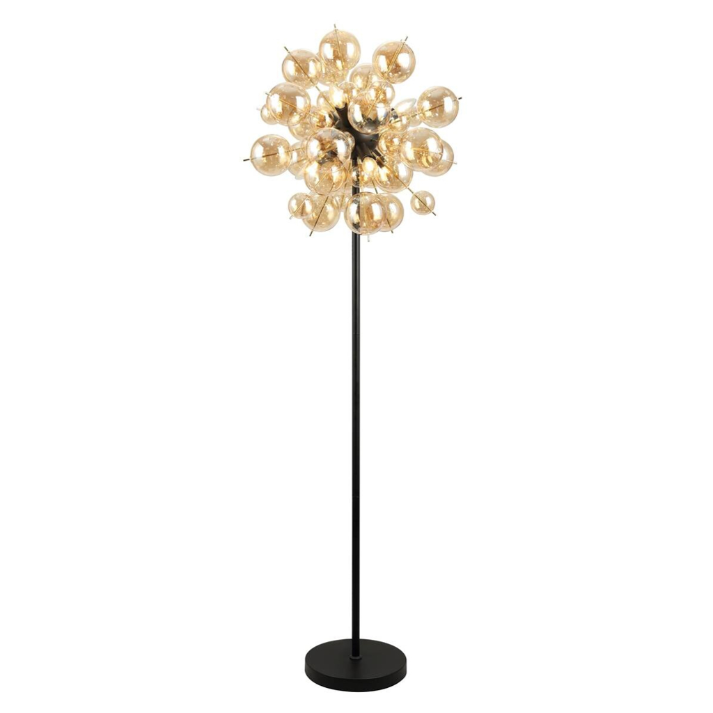 GLOBO Stehlampe mattschwarz Glas Metall H/D: ca. 155x55 cm 6 Brennstellen