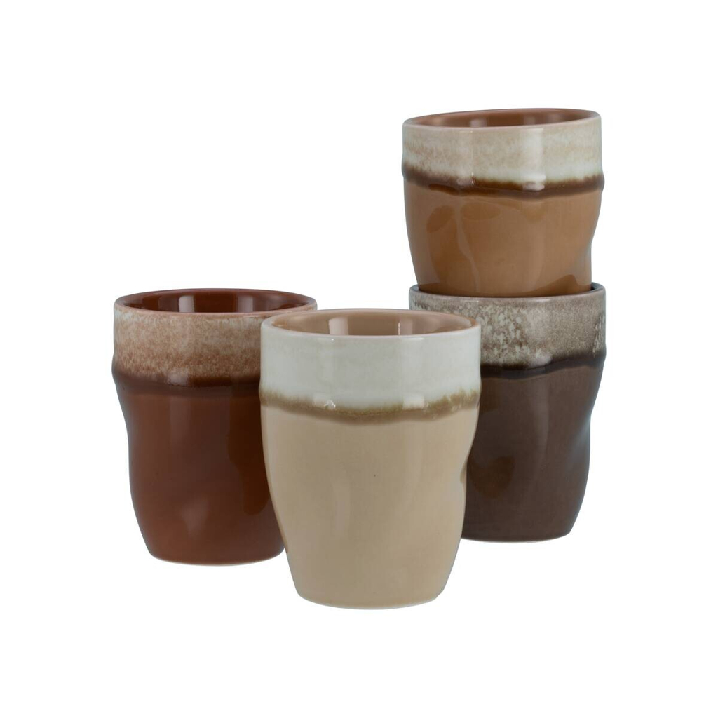 CreaTable Kaffeetassenset Squeezy Mocha braun Steinzeug 4 tlg.