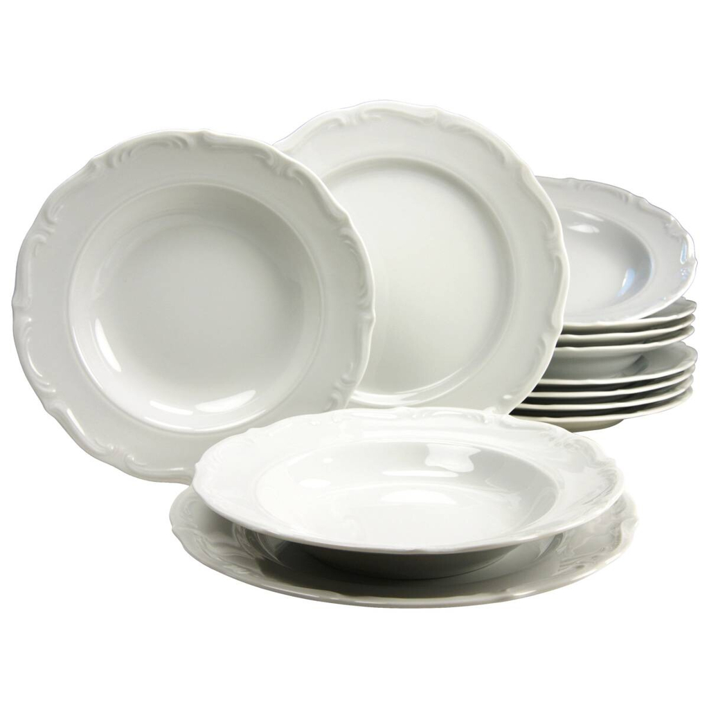 CreaTable Tafelservice Maria Theresia weiß Porzellan 12 tlg.