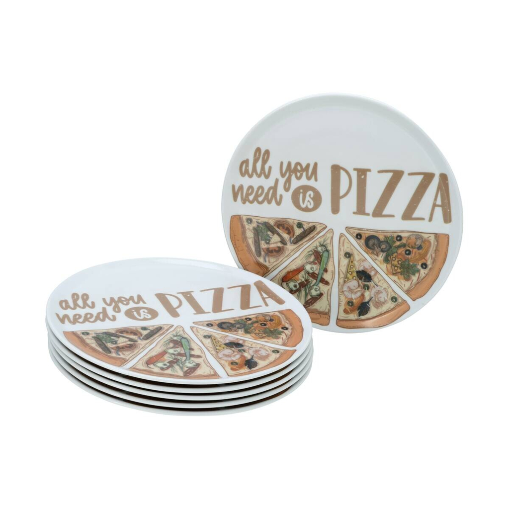 CreaTable Pizzateller-Set Europa bunt Porzellan D: ca. 33 cm