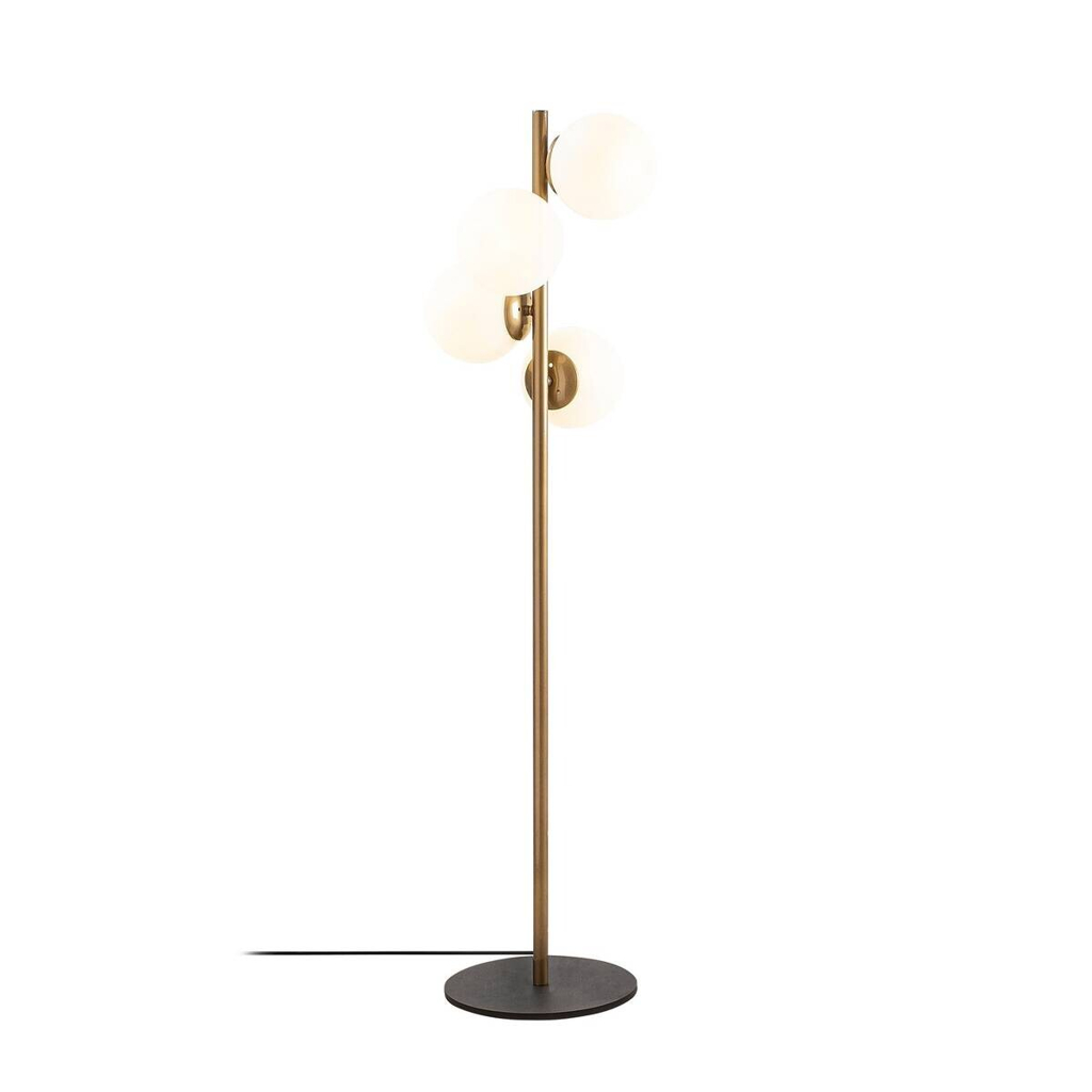 Opviq Stehlampe gold Metall Glas B/H/T/L/D: ca. 32x130x32x32x32 cm E27 4 Brennstellen