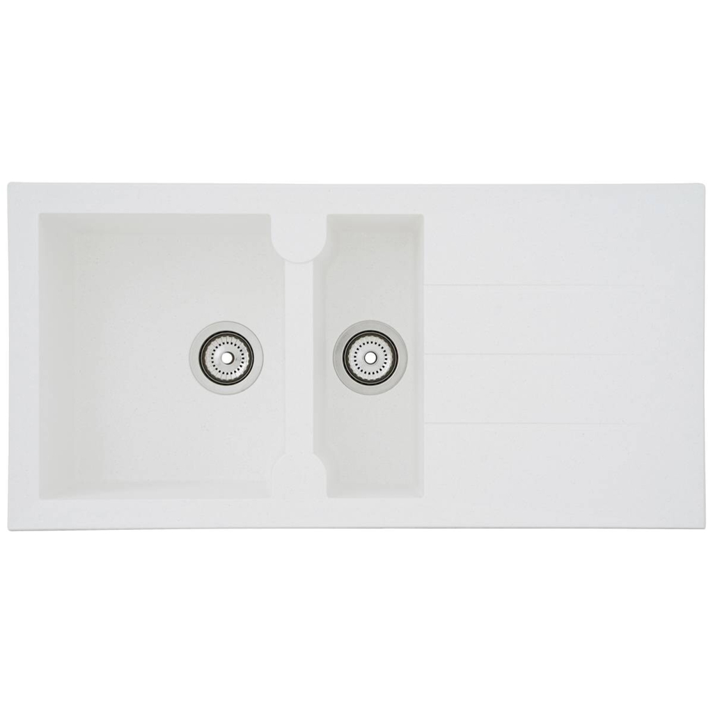 Respekta Einbauspüle Alineo 100 x 50 W weiß Quarzolite B/H/T: ca. 100x21x50 cm