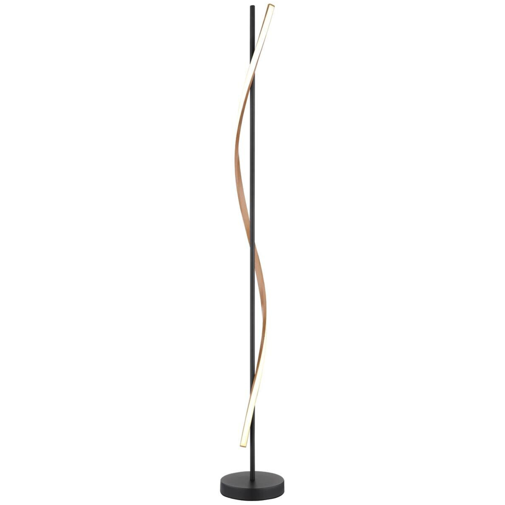 GLOBO Stehlampe mattschwarz dunkelbraun Opal Metall PVC Kunststoff H/D: ca. 150,7x20 cm 1 Brennstellen