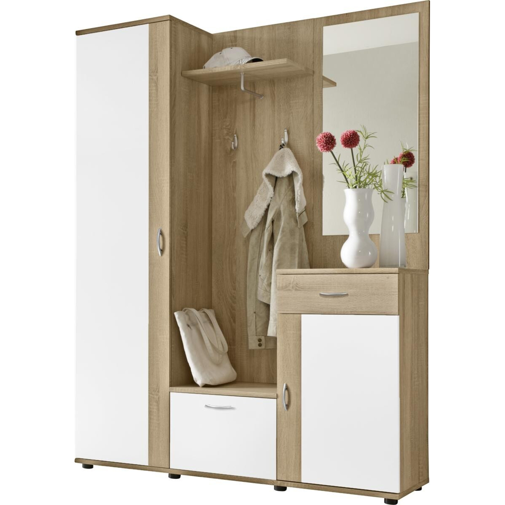 Garderobe Patent Eiche Sonoma Nachbildung weiß B/H/T: ca. 145x184x30 cm