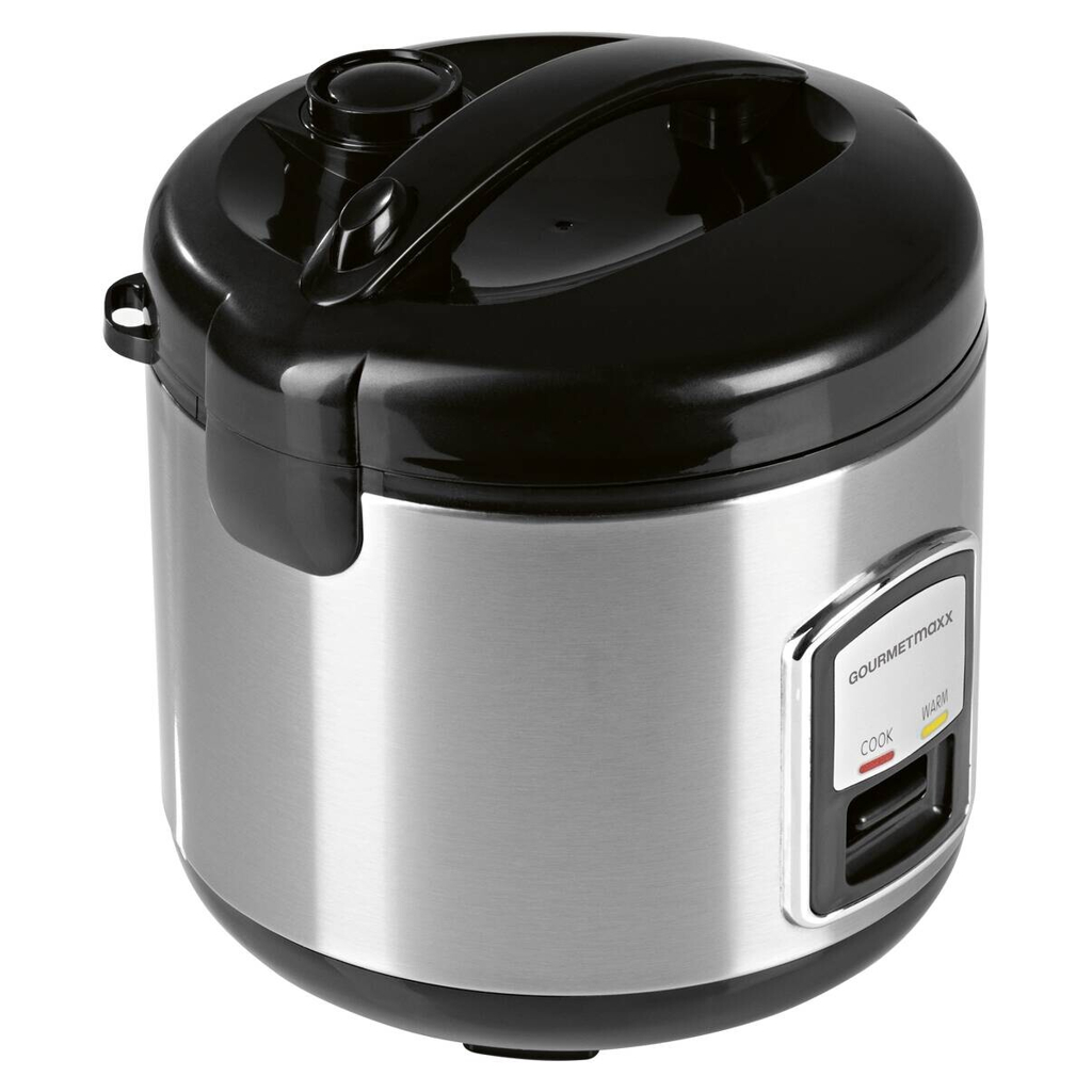 GOURMETmaxx Reiskocher schwarz silber B/H/L: ca. 23,6x25,2x23,2 cm