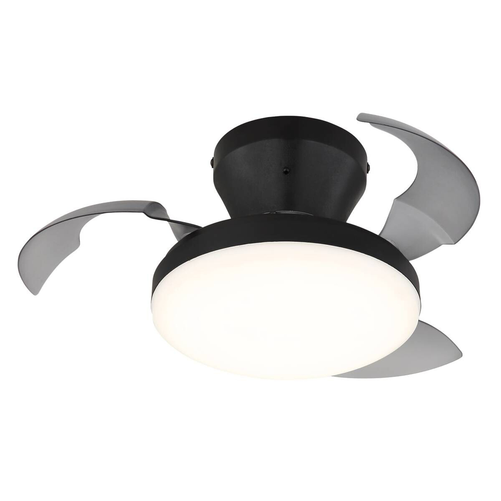 GLOBO LED-Deckenventilator schwarz Rauch transparent H/D: ca. 15,5x38 cm max. 15 W
