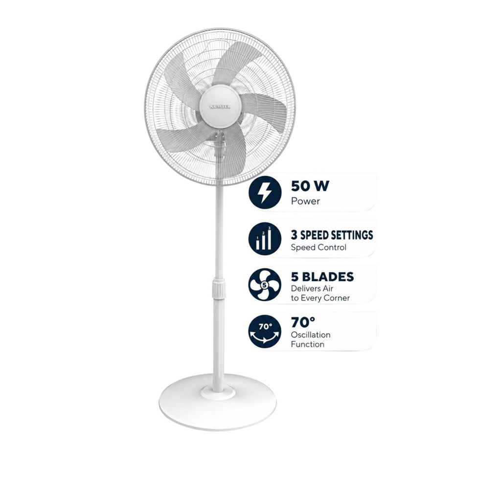 Opviq - Kumtel Standventilator weiß Kunststoff B/H/L: ca. 40,5x121x40,5 cm