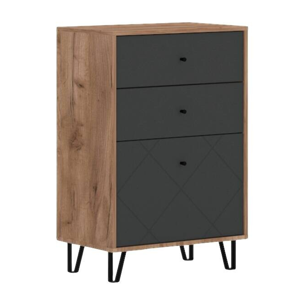 Kommode BILBAO Eiche Tabak Nachbildung anthrazit B/H/T: ca. 63,4x95,5x40 cm