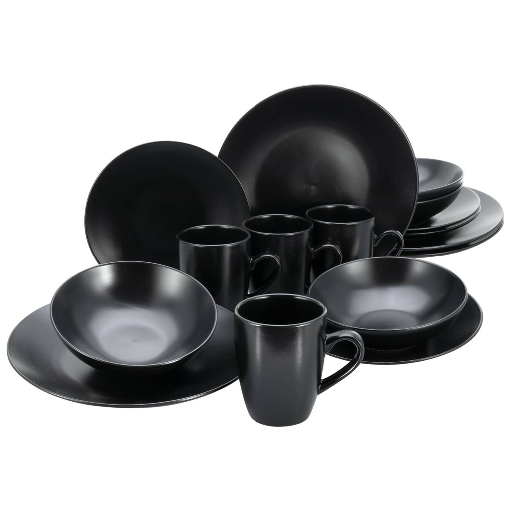 CreaTable Kombiservice Black Matt schwarz Steinzeug 16 tlg.
