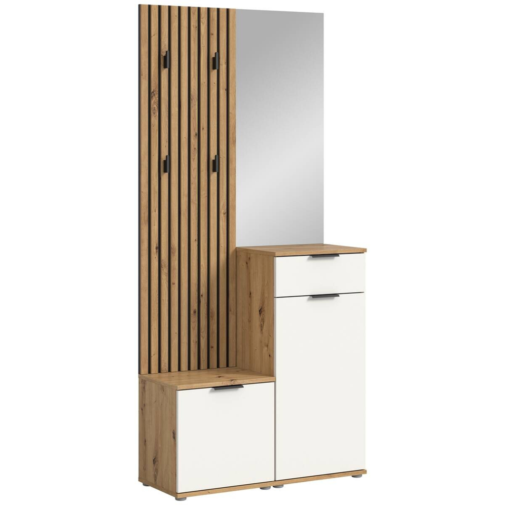 Garderobe Simple Eiche Artisan Nachbildung weiß B/H/T: ca. 88x195x35 cm