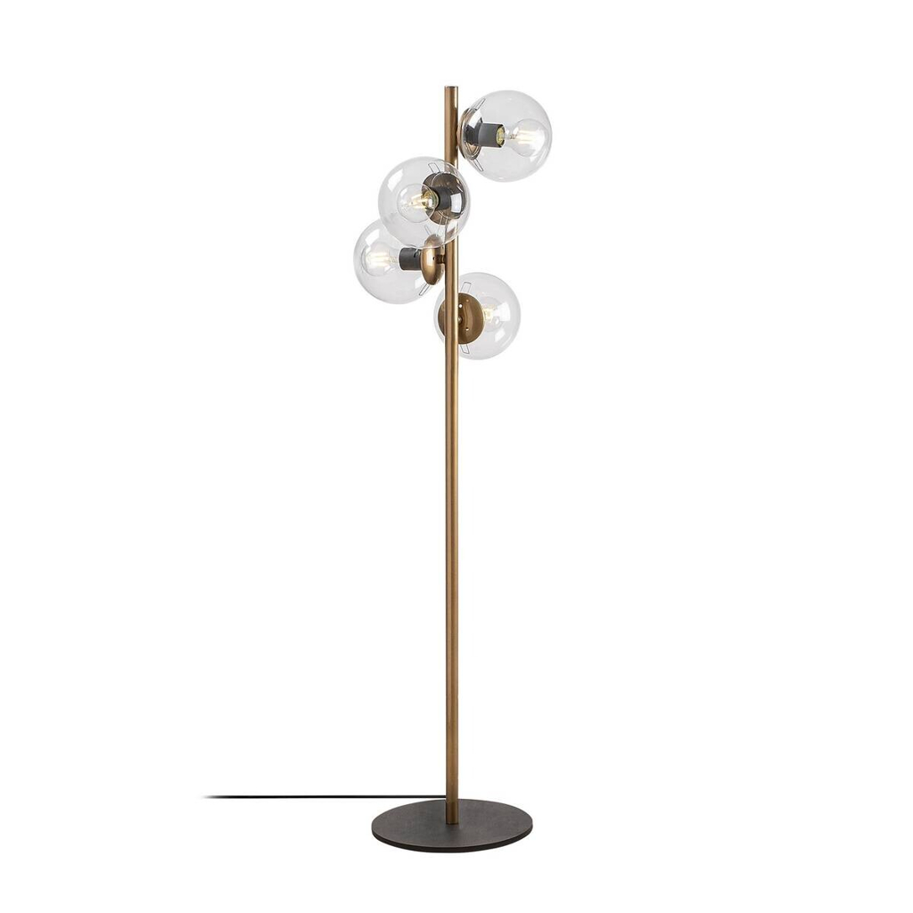 Opviq Stehlampe gold Glas Metall B/H/T/L/D: ca. 32x130x32x32x32 cm E27 4 Brennstellen