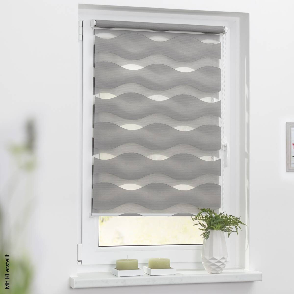 LICHTBLICK Doppelrollo Duo Welle grau B/L: ca. 90x150 cm