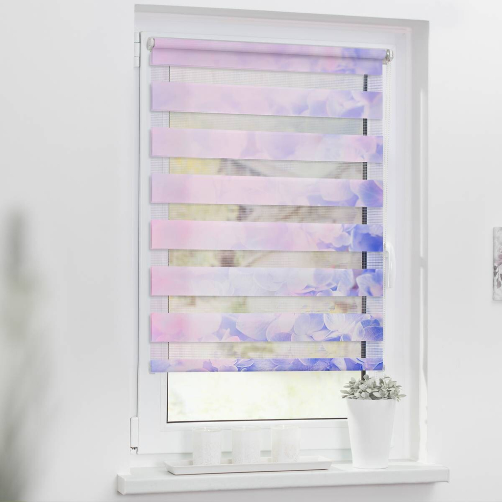 LICHTBLICK Doppelrollo Duo Hortensie lila B/T: ca. 60x150 cm