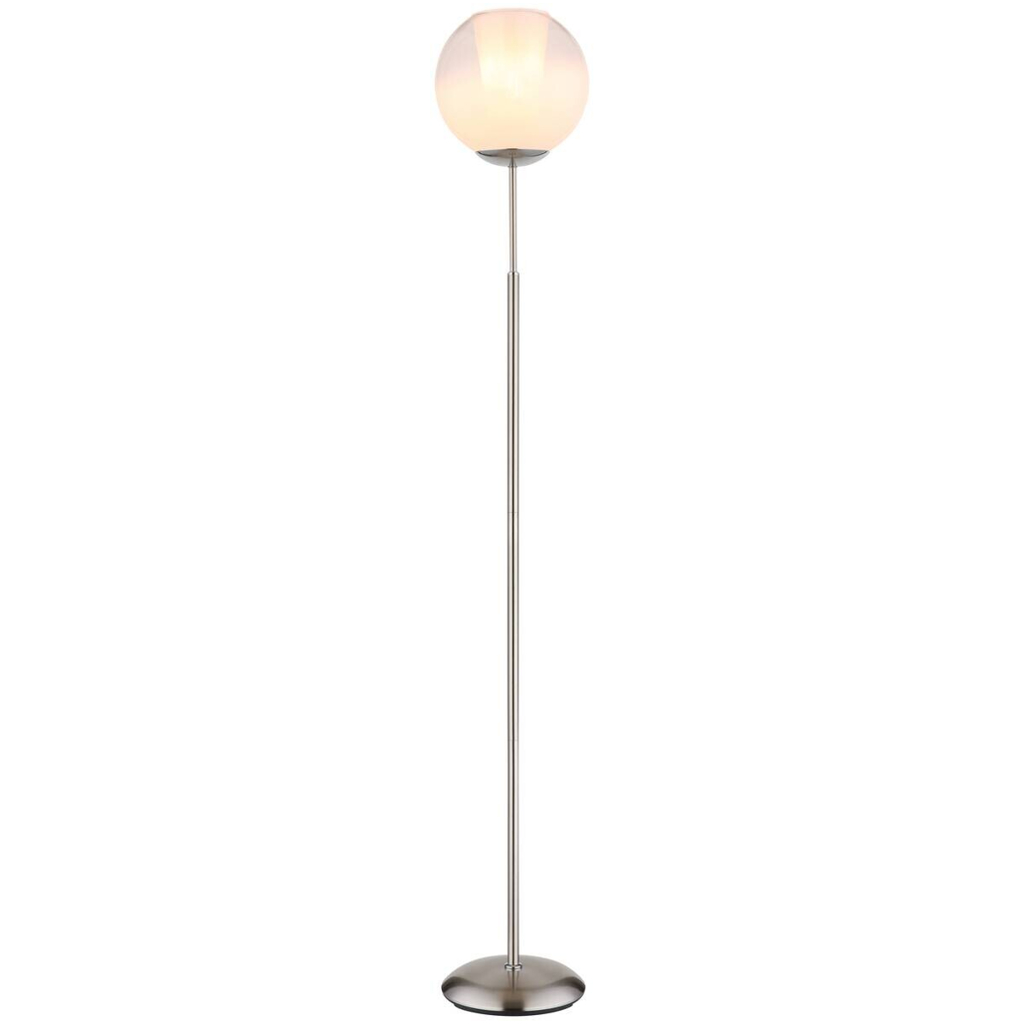 GLOBO Stehlampe BARRY 15749NS nickel Opal Metall H/D: ca. 154,5x25 cm E27 1 Brennstellen