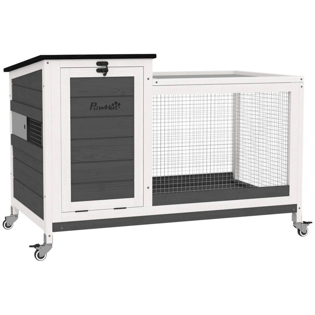 PawHut Kaninchenstall dunkelgrau Stahl B/H/L: ca. 52x67x92 cm