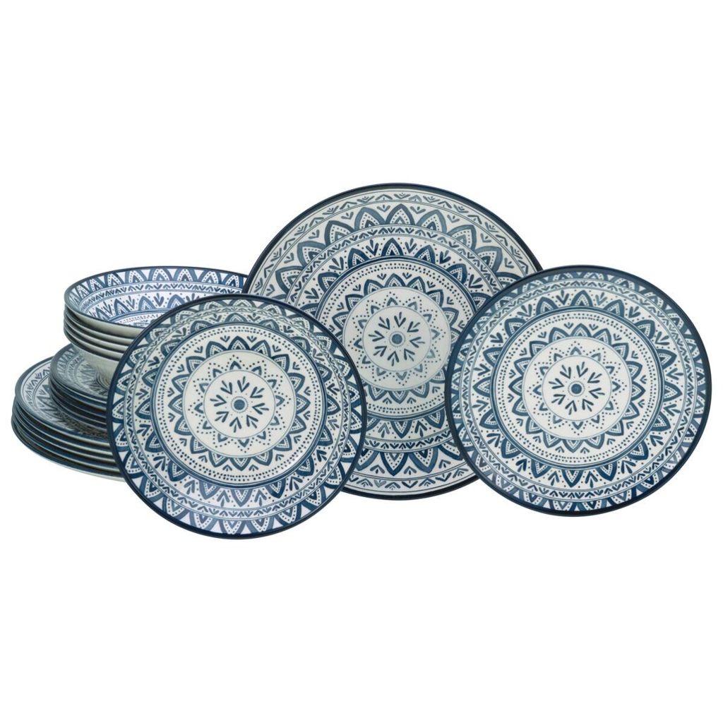 CreaTable Tafelservice Mexico blau Steingut 18 tlg.
