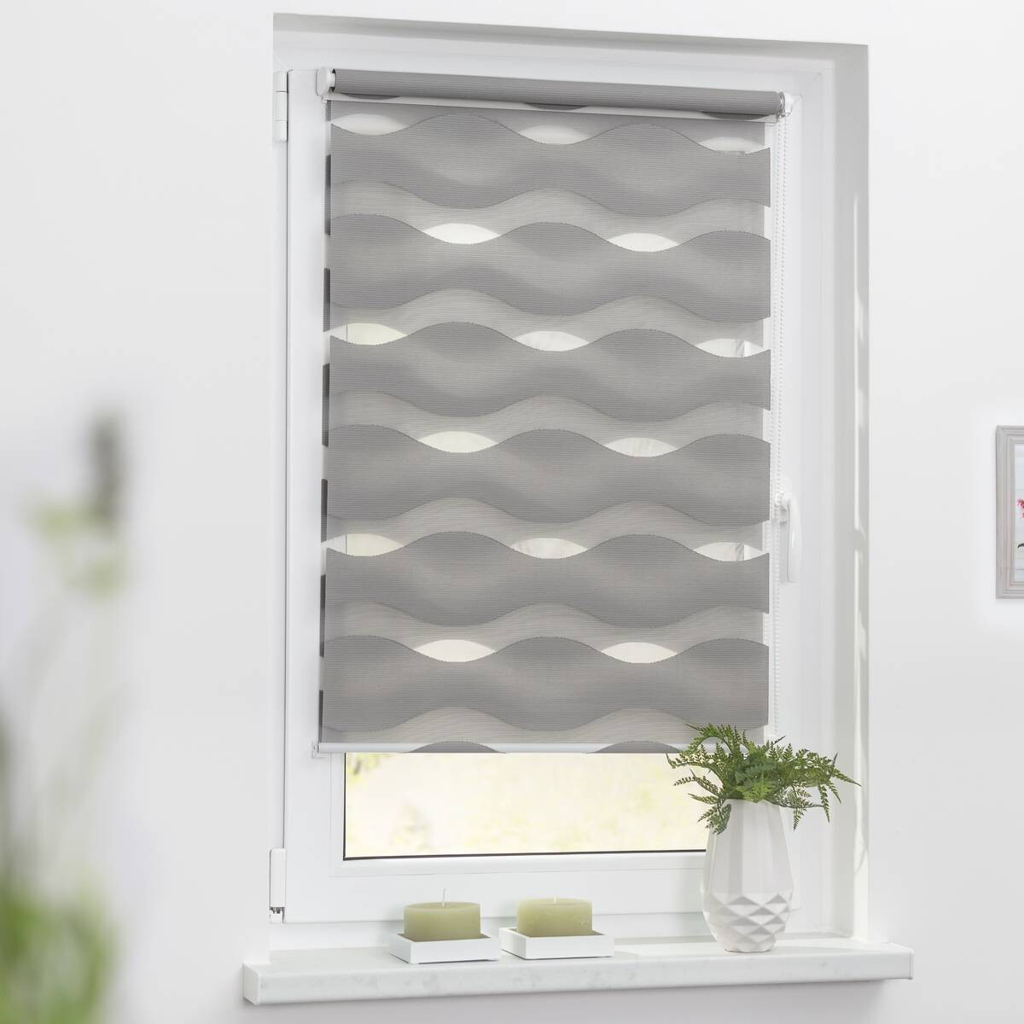 LICHTBLICK Doppelrollo Duo Welle grau B/L: ca. 70x150 cm