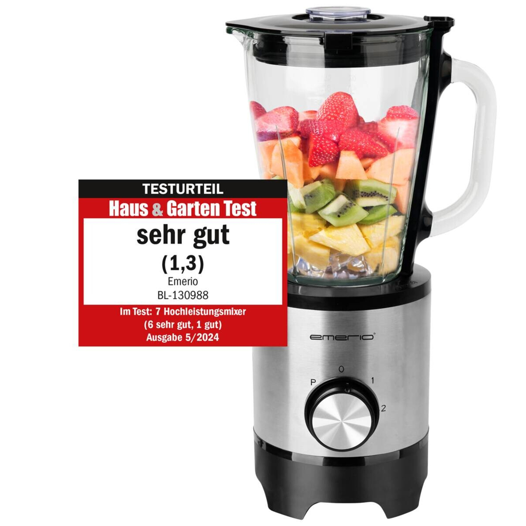 Emerio Standmixer BL-130988 silber transparent Edelstahl Glas B/H/T: ca. 18x37x22 cm