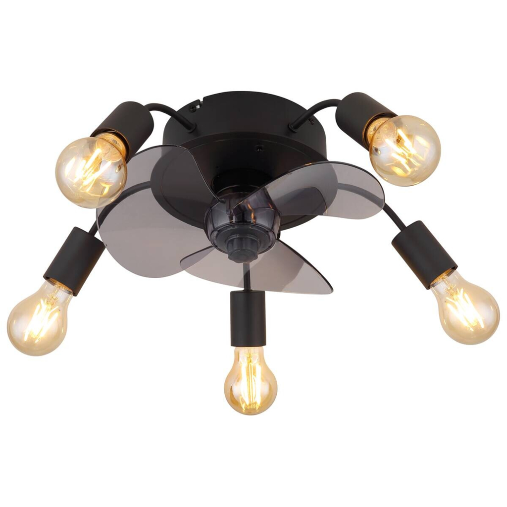 GLOBO Deckenventilator ALISHA 3647 Rauch schwarz H/D: ca. 15x42 cm max. 40 W