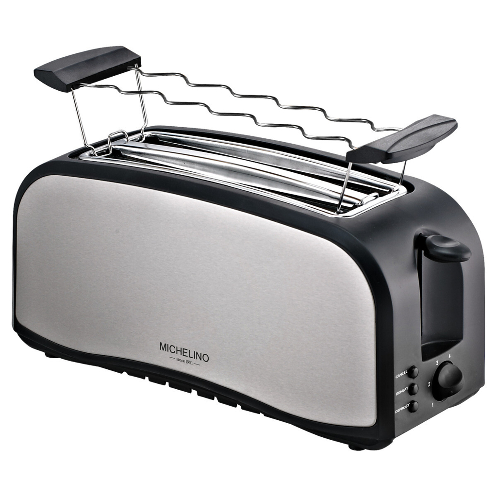MICHELINO Toaster 74292 Edelstahloptik schwarz Edelstahl Kunststoff B/H/L: ca. 14x20x17 cm