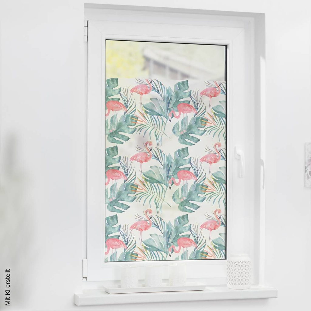 LICHTBLICK Fensterfolie Flamingo Flamingo Flamingo rosa grün B/L: ca. 50x100 cm