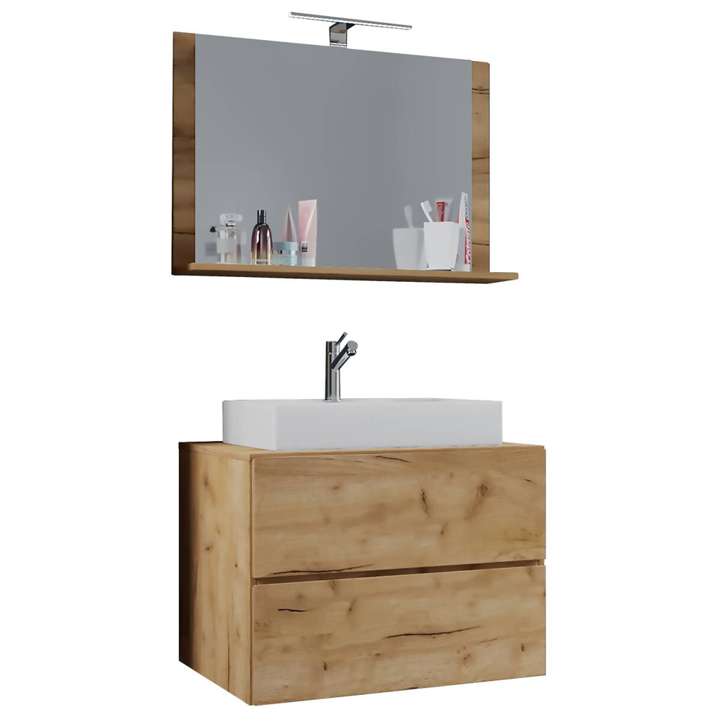 Waschplatz 3tlg-Lendas weiß Eiche Honig Nachbildung B/H/T: ca. 60x52x52 cm