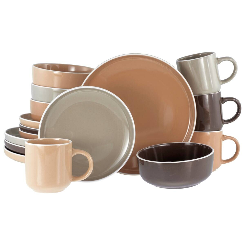 CreaTable Kombiservice Nordic Mocha Mousse braun Steinzeug 16 tlg.