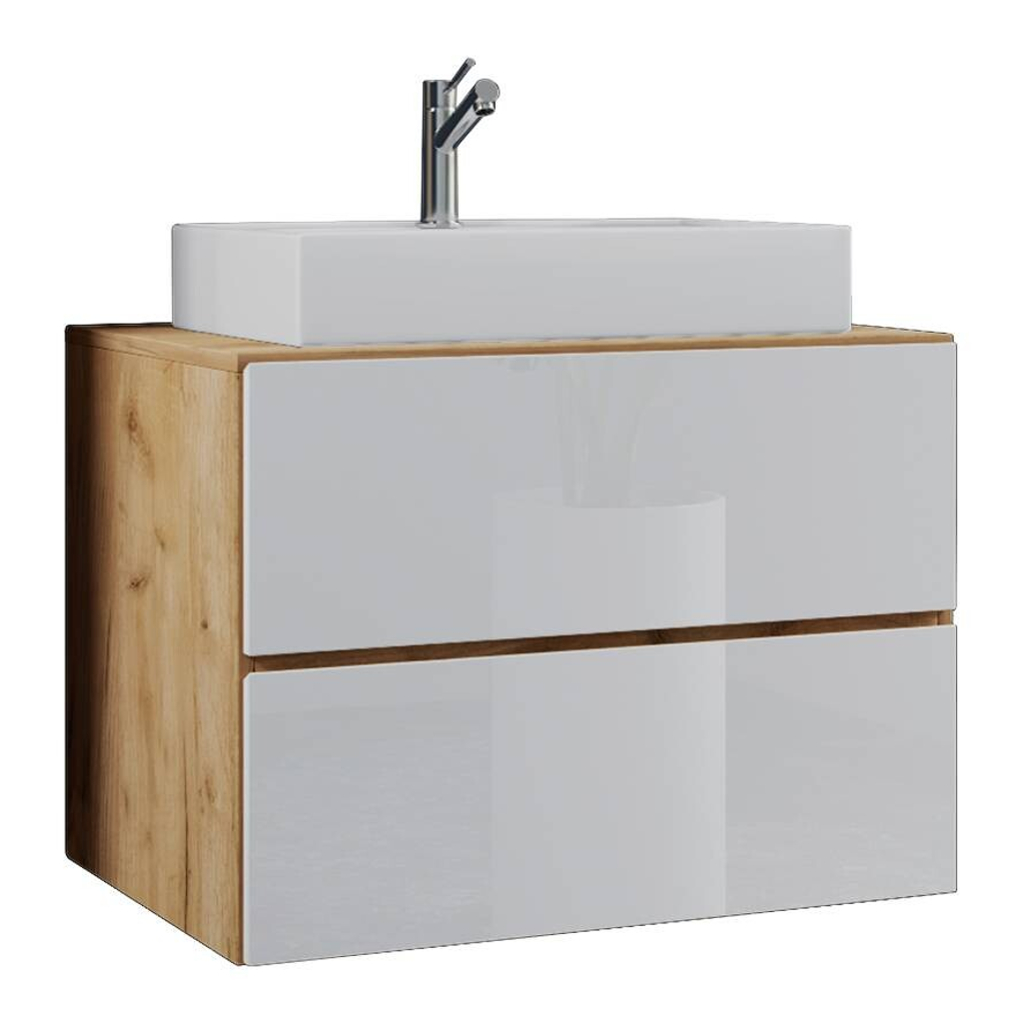 Badblock 2tlg-Lendas weiß Eiche Honig Nachbildung weiß B/H/T: ca. 80x52x52 cm