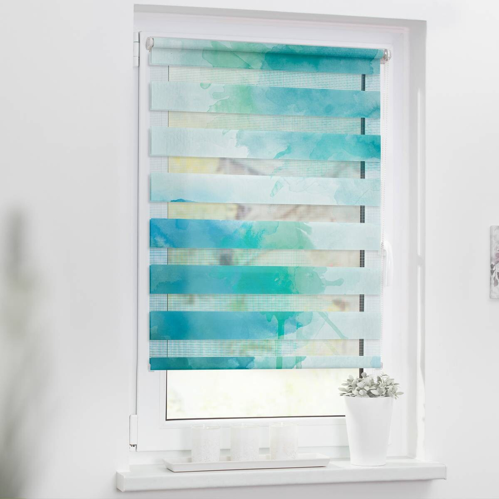 LICHTBLICK Doppelrollo Duo Aquarell blau B/L: ca. 90x150 cm