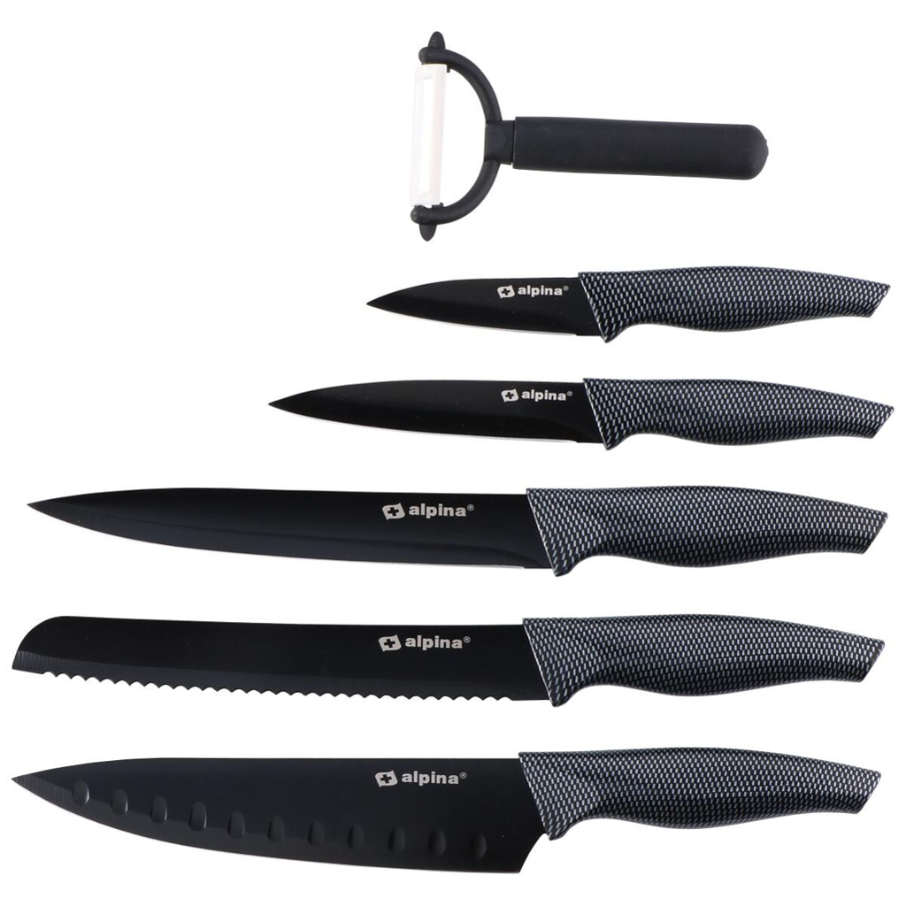 Messerset schwarz Edelstahl 6 tlg.