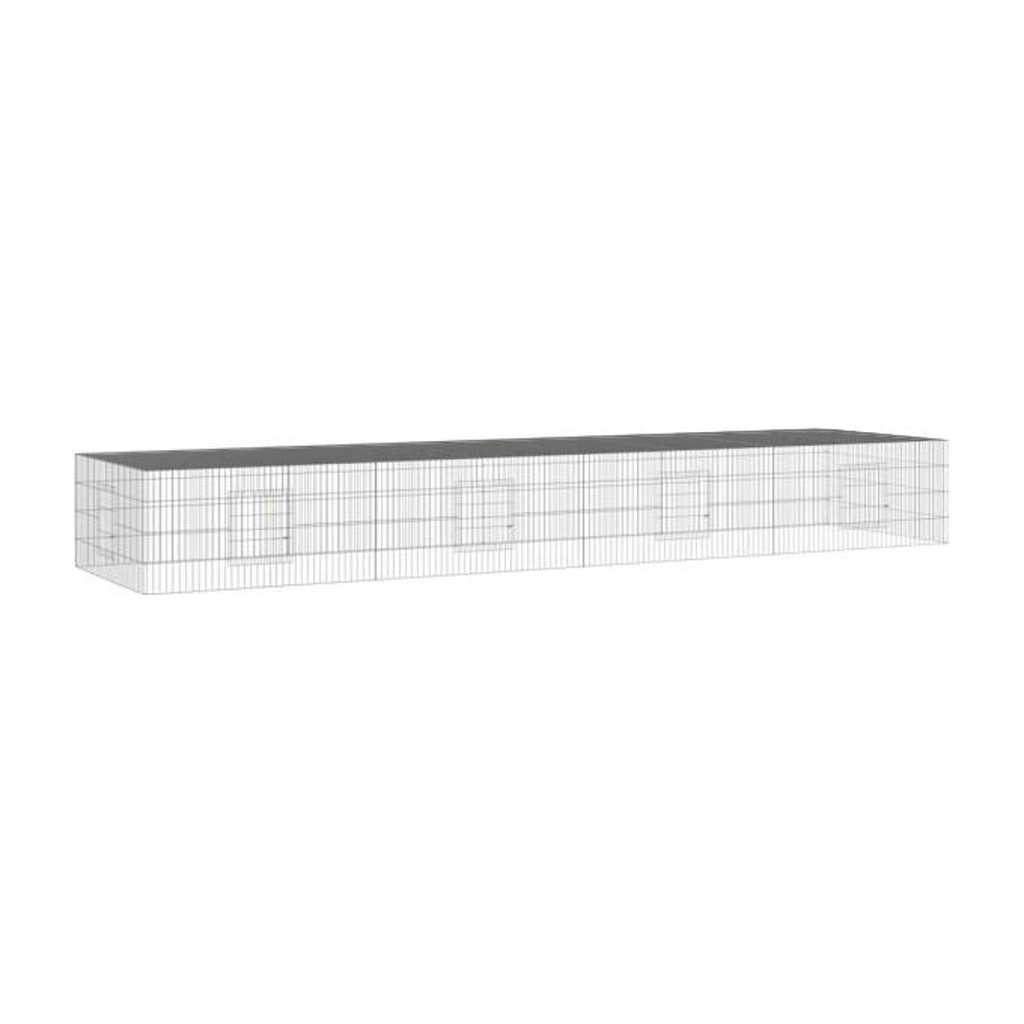 vidaXL Kaninchenkäfig silber Eisen B/H/L: ca. 109x54x433 cm