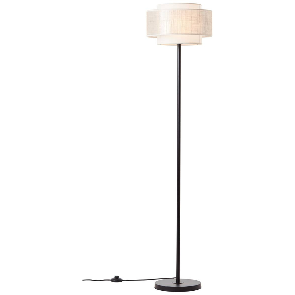 Brilliant Stehlampe Odar 93134/09 schwarz beige Metall Textil Papier H/D: ca. 152,5x36 cm E27 1 Brennstellen