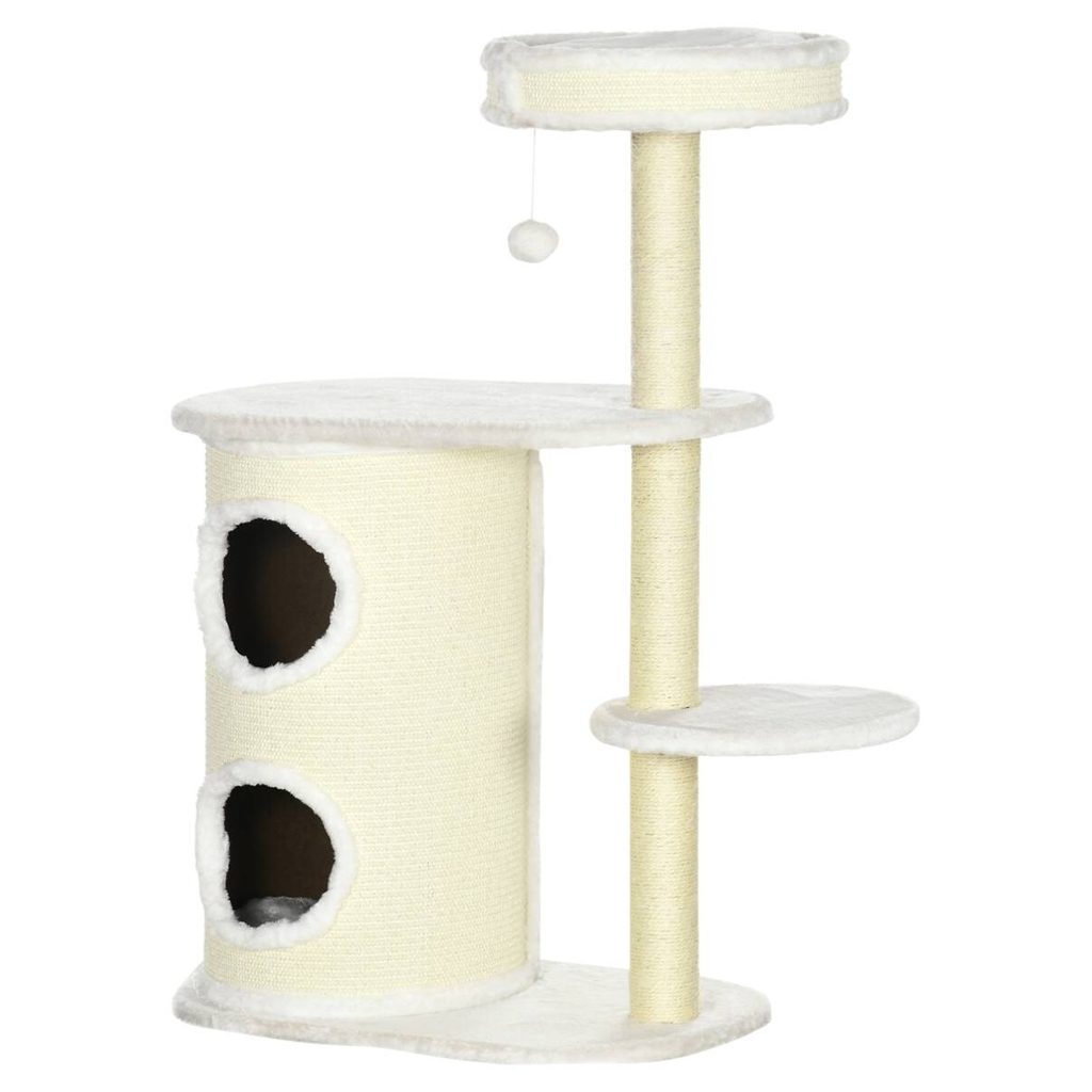 PawHut Kratzbaum weiß Polyester B/H/L: ca. 35x100x59 cm