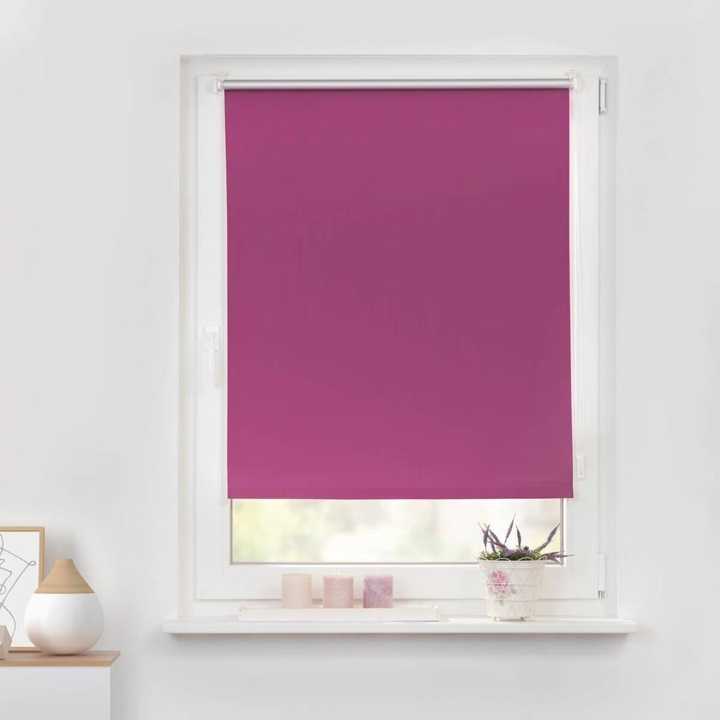 LICHTBLICK Thermo Klebe-/Klemmrollo Verdunklungsqualität fuchsia B/L: ca. 40x150 cm