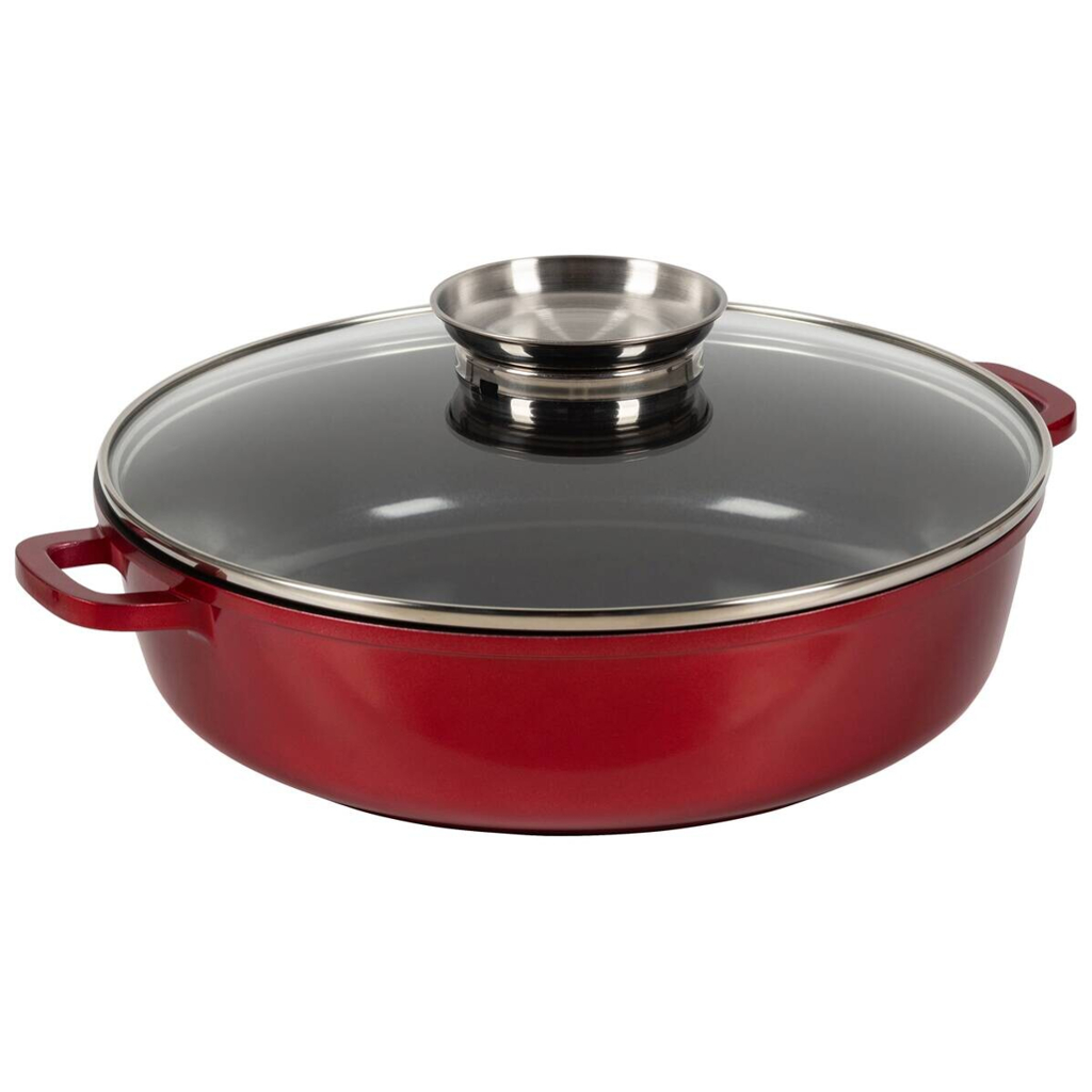 Pfanne rot Edelstahl D: ca. 28 cm