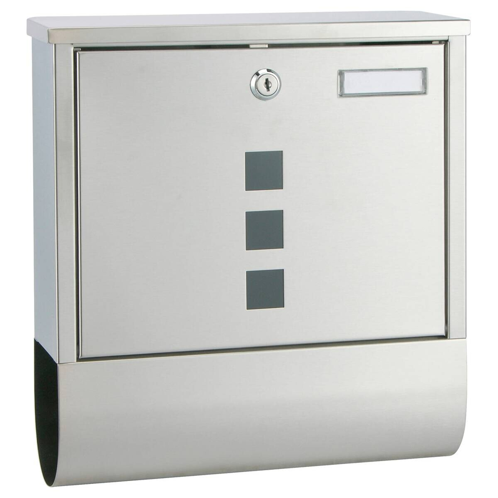 Briefkasten Edelstahl B/T/L: ca. 30,5x9,6x33,5 cm