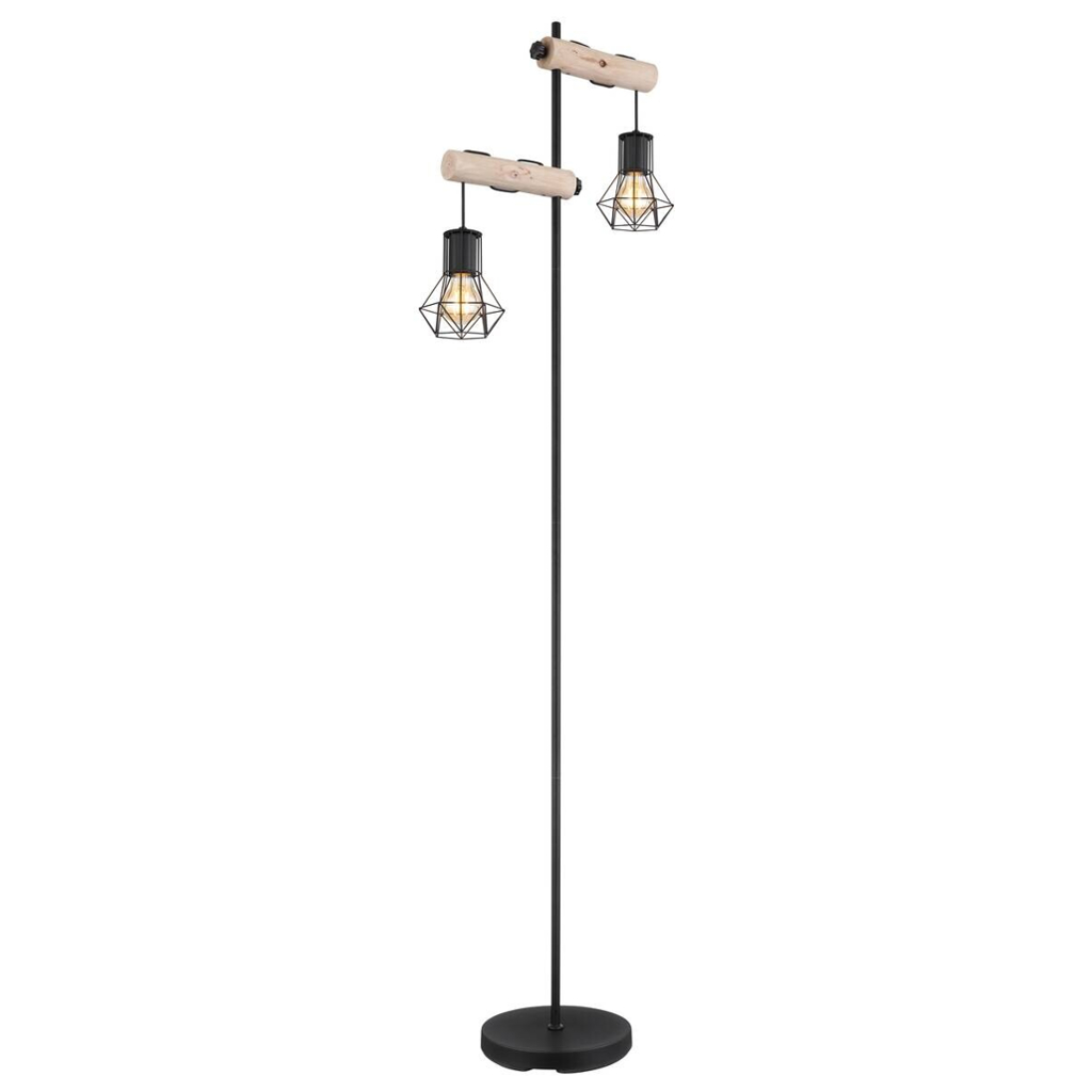 GLOBO Stehlampe Priska schwarz Metall B/H/T: ca. 25x168x48 cm E27 2 Brennstellen